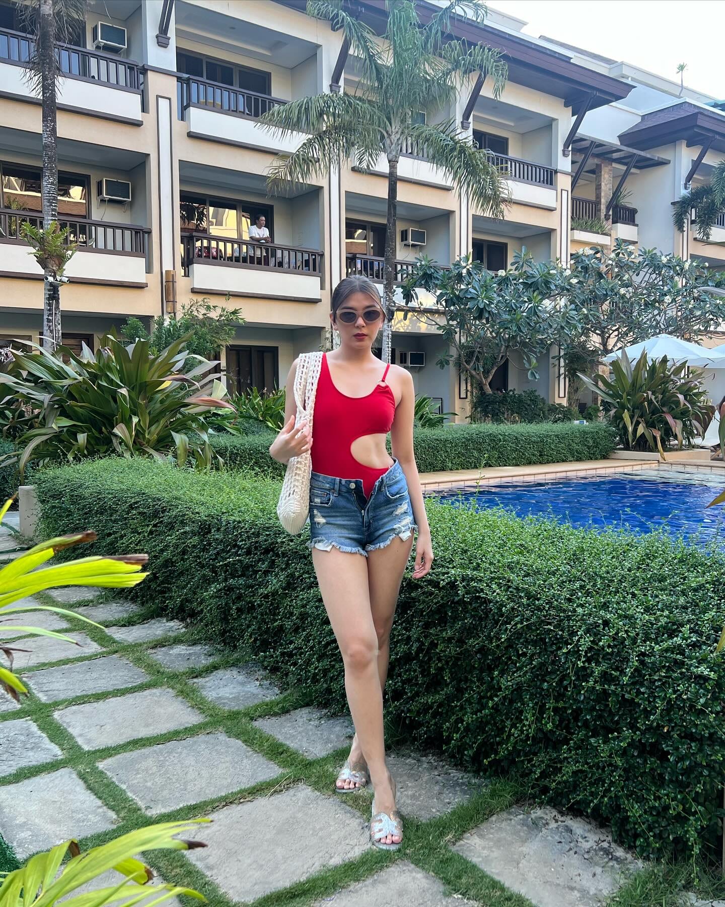 ashley ortega red swimsuit