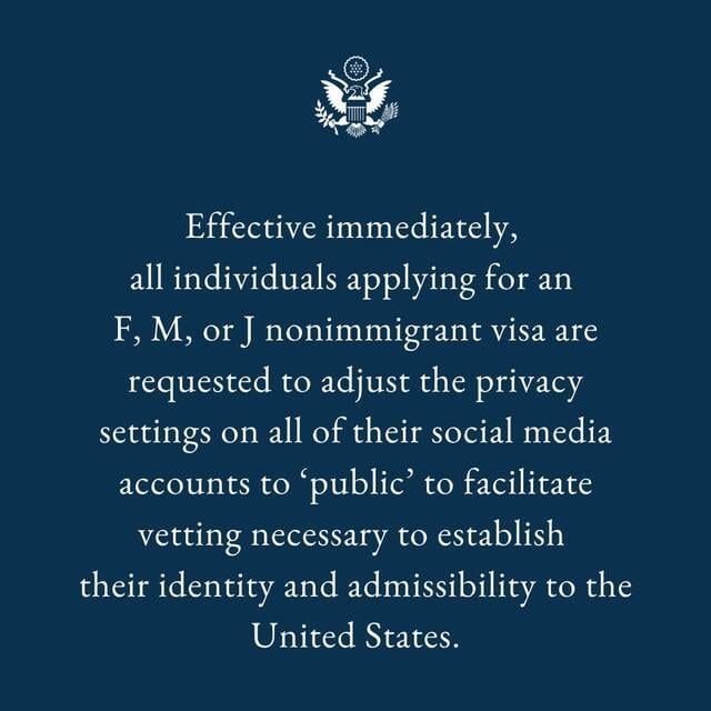 US visa application requires putting social media to public