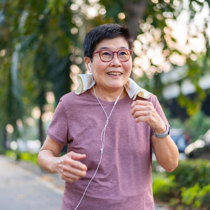 woman in her 60s going for a walk