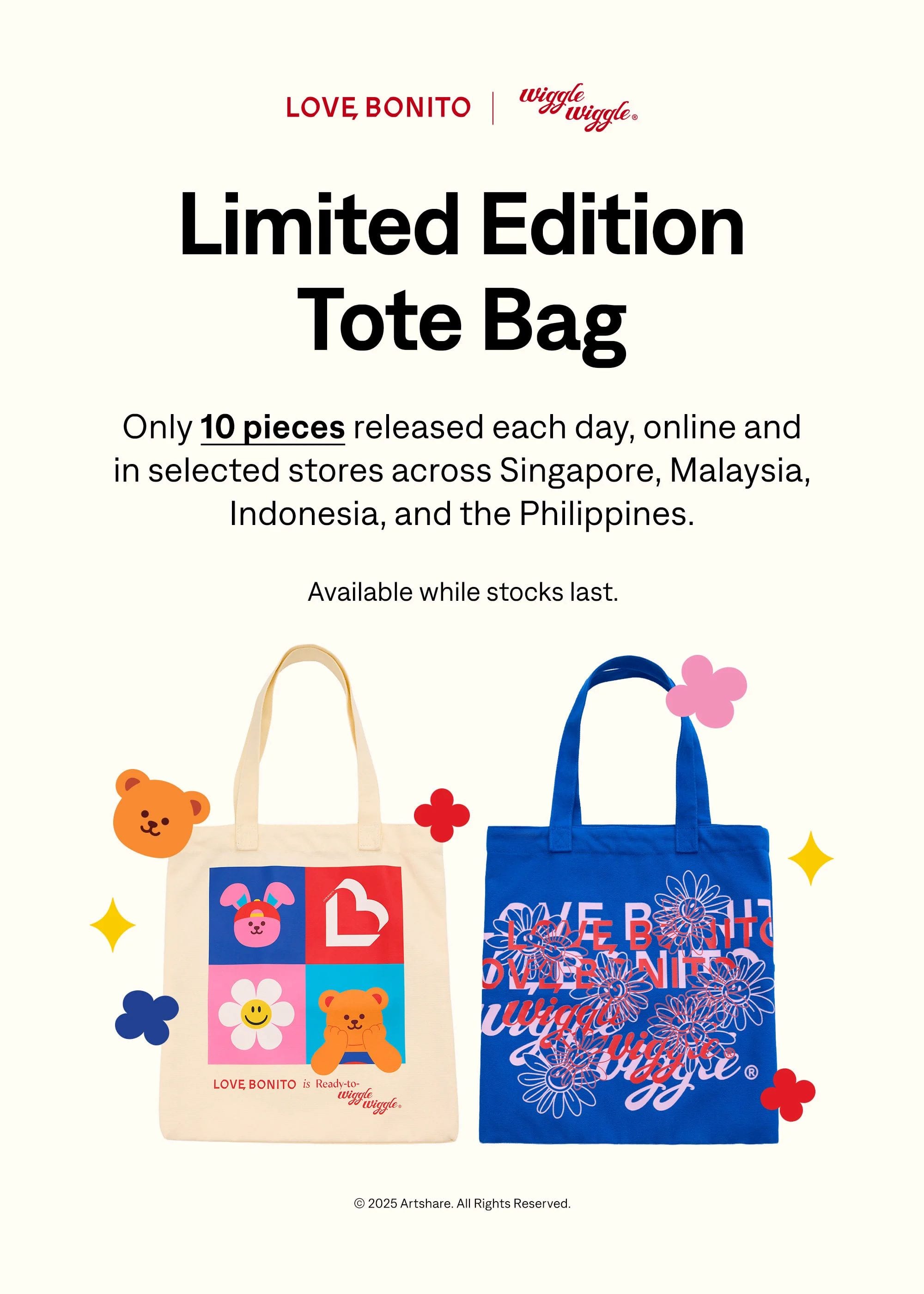 Love, Bonito | Wiggle Wiggle Tote Bags