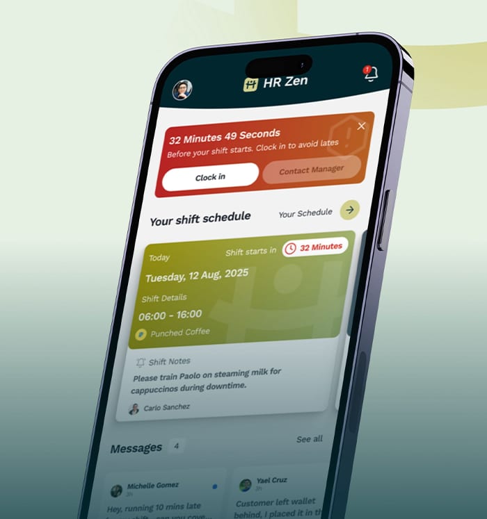 Mobile user interface of HrZen